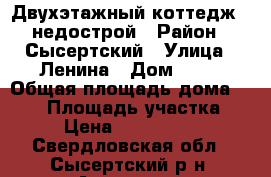 Двухэтажный коттедж - недострой › Район ­ Сысертский › Улица ­ Ленина › Дом ­ 17 › Общая площадь дома ­ 176 › Площадь участка ­ 9 › Цена ­ 2.000.500 - Свердловская обл., Сысертский р-н, Арамиль г. Недвижимость » Дома, коттеджи, дачи продажа   